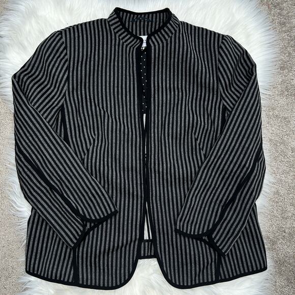 AKRIS PUNTO Wool Blazer Womens Size 10 Striped Professional Work Career Corpcore - Picture 1 of 10